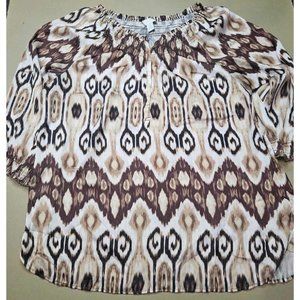 Chico's Women's Tunic Top Sz 3 (XL) Brown And Tan Pattern